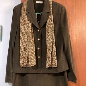 Olive Green Suit with Scarf